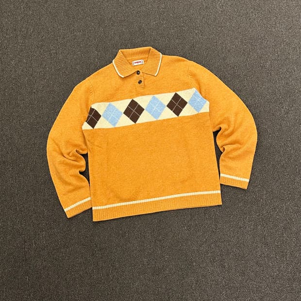 M)McGregor 빈티지 여성 아가일 패턴 폴로 니트