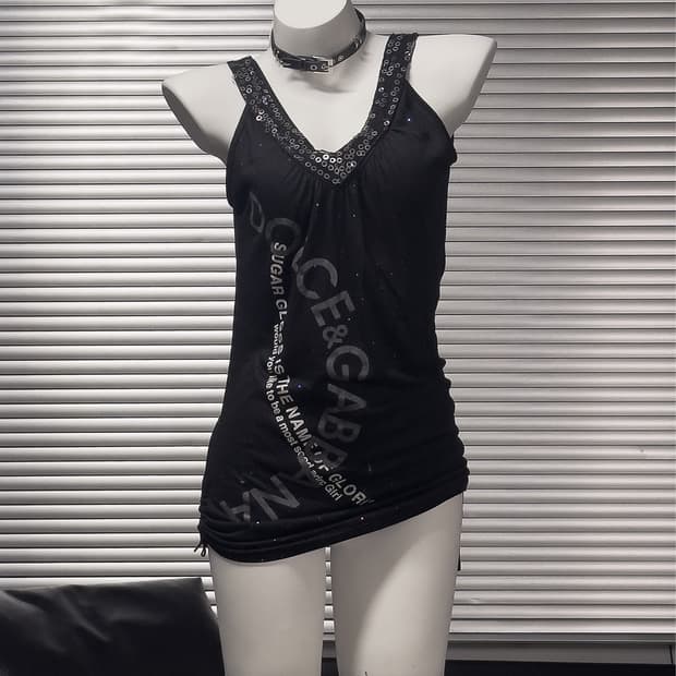 {DOLCE&GABBANA} Sequin Shirred Tank Top