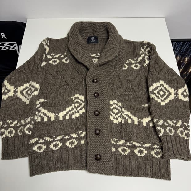 니티드 해비램스울 3게이지 코위찬 자켓 BROWN