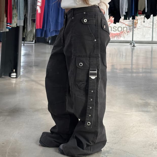 재팬빈티지 스타버튼 버클 부츠컷카고팬츠 코코아