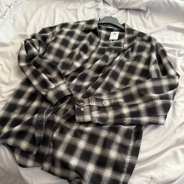 [2] 폴리테루 23fw 루즈드 체크 셔츠 블랙화이트