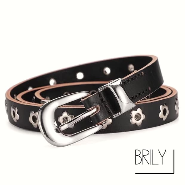 [UNISEX] ANN 플라워 아일렛 이태리 소가죽 웨스턴 벨트