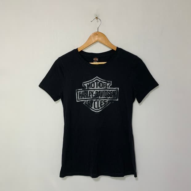 할리데이비슨 빈티지 슬림핏 레터링 반팔 티셔츠 y2k 여성 S