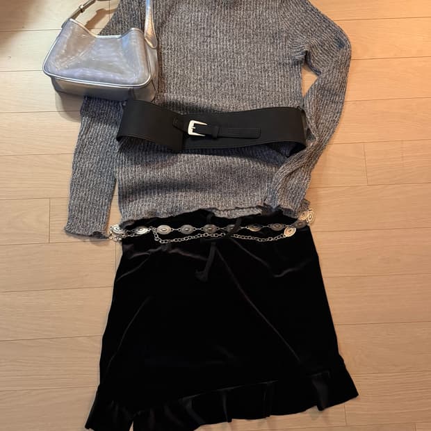 그물 니트 그레이