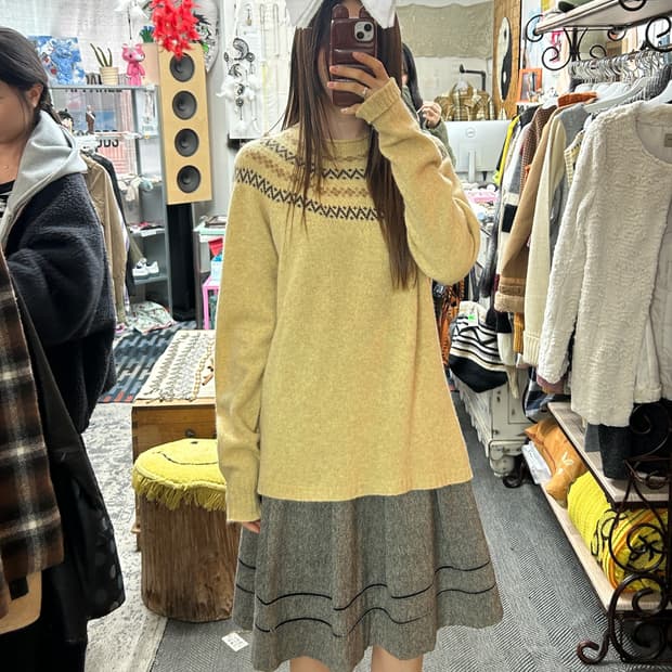 빈티지 니트&치마 세트