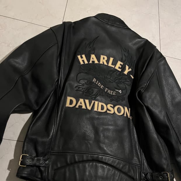 moto GP 할리 데이비슨 자수 카페레이서 레더 자켓