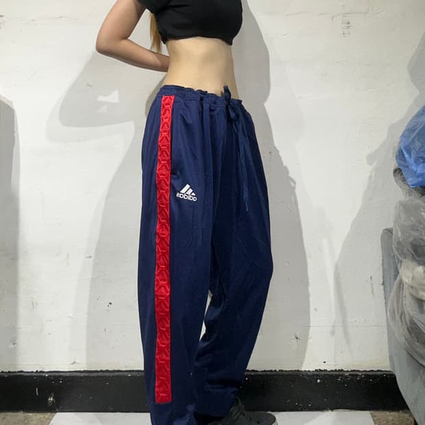 아디다스 네이비 레드 사이드 라인 트레이닝 팬츠 2XL