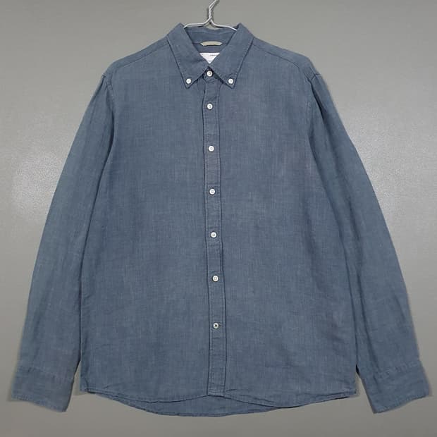 L (100) 헨리코튼 신형 22ss 솔리드 버튼다운 린넨 마 셔츠 남방