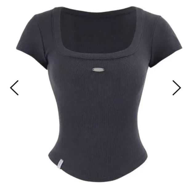 킴서울 111 라운드스퀘어 슬리브 반팔 블루차콜