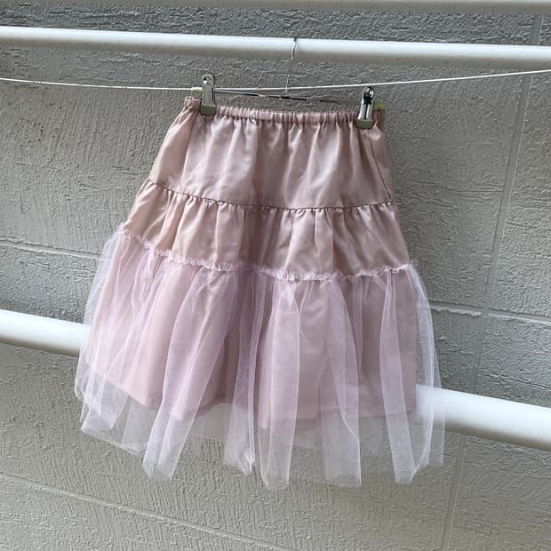 mesh frill sha skirt pink
