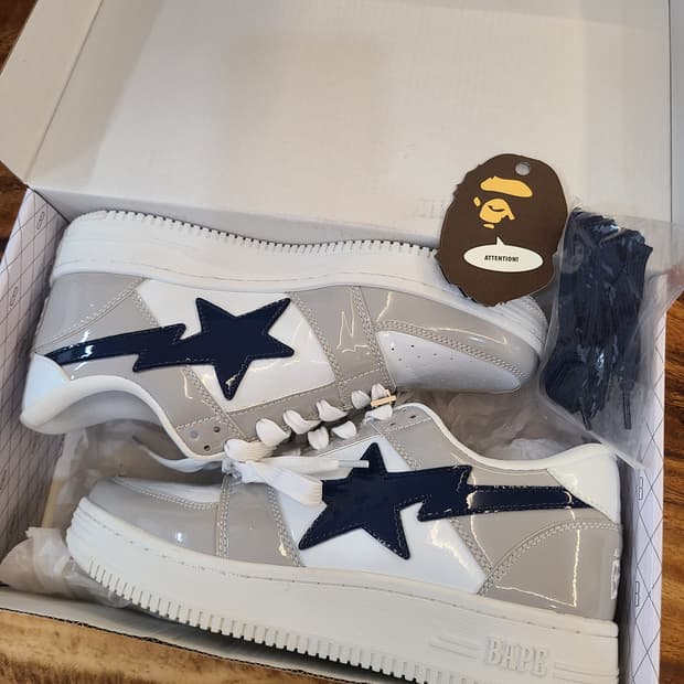 (250) 국내 유일 베이프스타 1회착 화이트 그레이 네이비