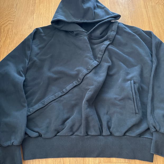 논노드 sag 2피스 절개 후드 워시드블랙