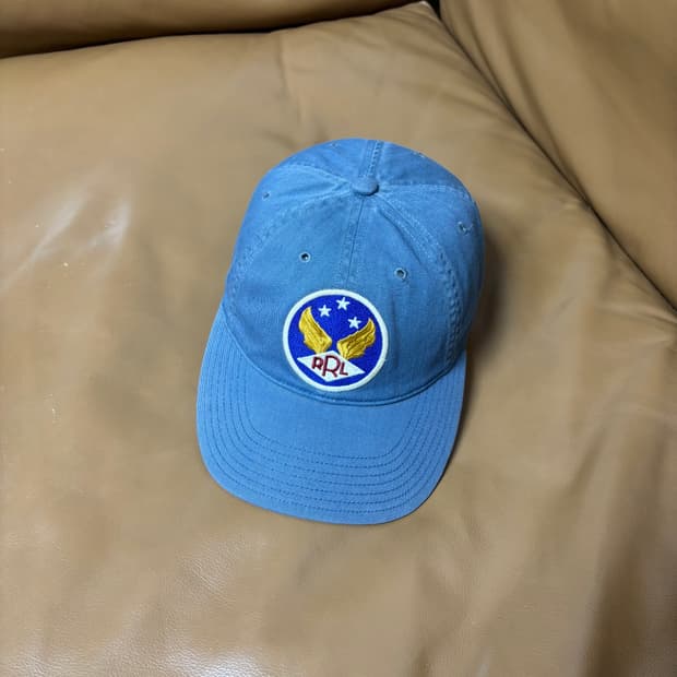 RRL 더블알엘 랄프로렌 폴로 윙로고 6패널 볼캡 모자 미드나잇 블루