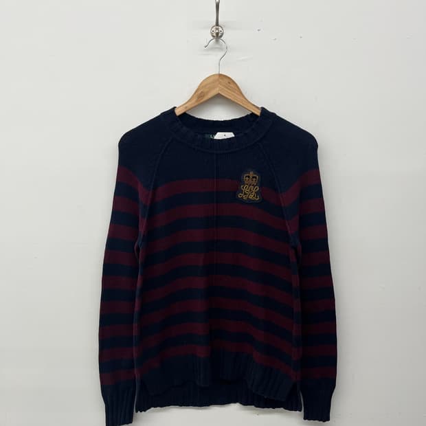 랄프로렌 스트라이프 니트 남색/버건디 여/M