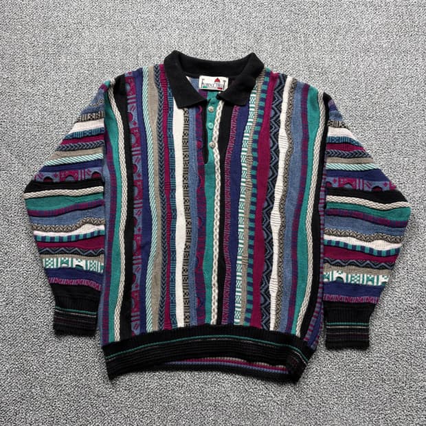 유럽 메이드 빈티지 패턴 카라 니트