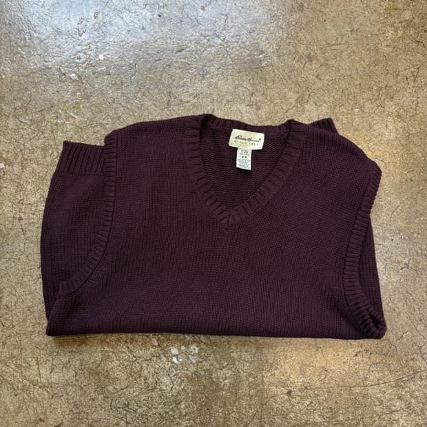 Eddie Bauer 버건디 코튼 니트 베스트