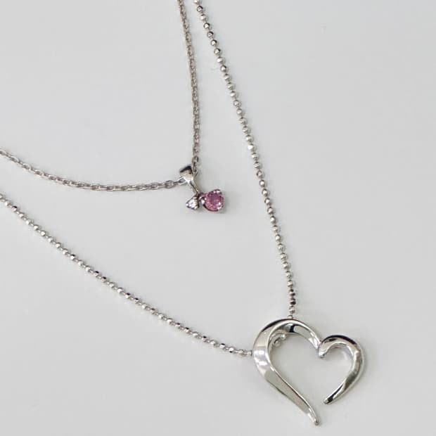 courreges / 꾸레쥬 실버925 하트 펜던트 목걸이 2종 세트