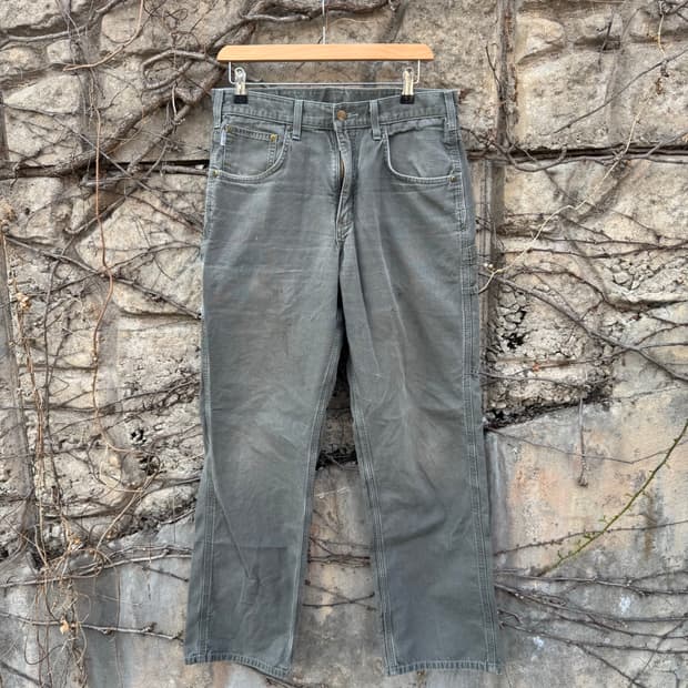 칼하트 빈티지 b159 다크 모스그린 카펜터 싱글니 워크 팬츠