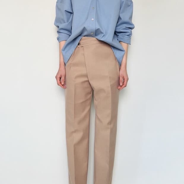 울 블렌드 베이지 팬츠