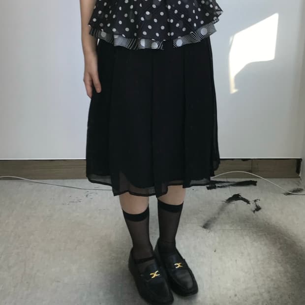 빈티지 쉬폰 플리츠 스커트