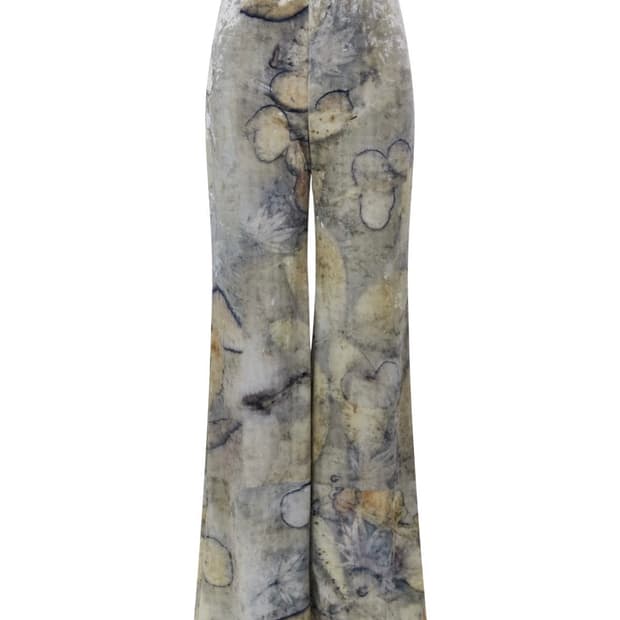 TEAK 리프 다이드 저지 벨벳 팬츠 S