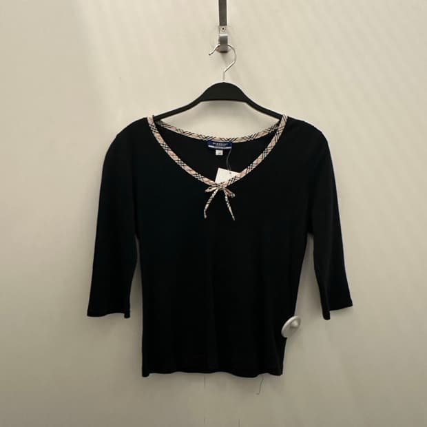BURBERRY 버버리 노바체크 블랙 브이넥T
