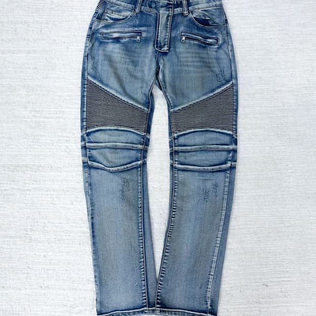 BALMAIN Light Blue Biker Jeans