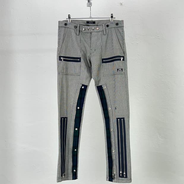 언더커버 08AW 기믹 멀티 지퍼 하운드 투스 트라우저 팬츠