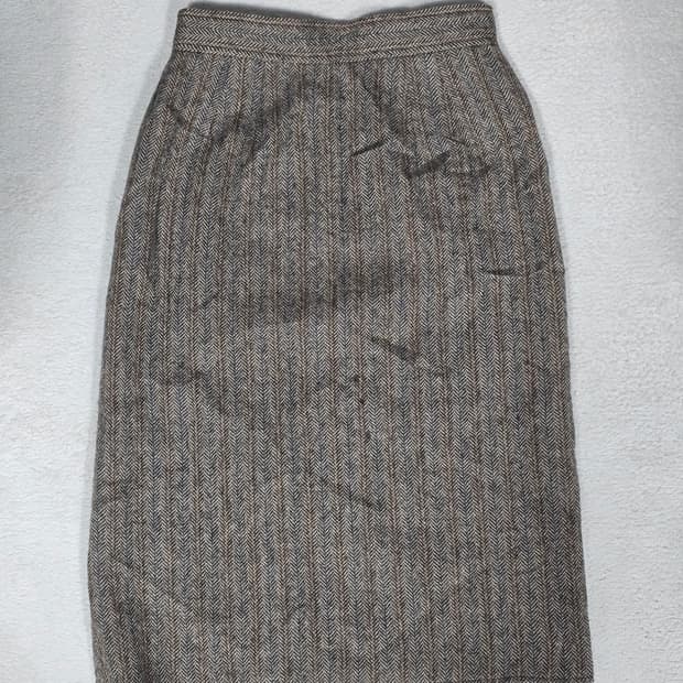 Chloe 끌로에 헤링본 울 스커트 브라운 40