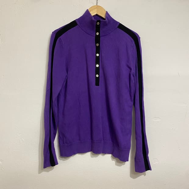 로렌 랄프로렌 엑티브 버튼 쿼터 니트