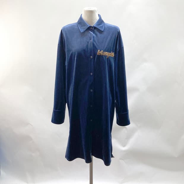 랩 벨벳 셔츠 원피스 FREE