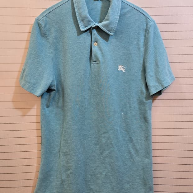 버버리 반팔(정품) 폴로 티셔츠 민트 블루 M