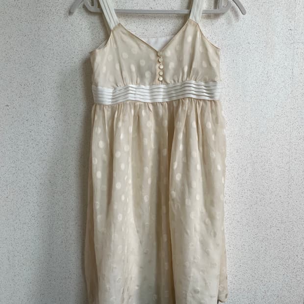 Jpn Vtg silk 실크 슬립 도트 드레스 