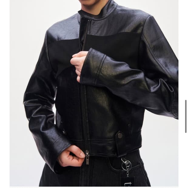 트리밍버드 크롭 바이크레더자켓