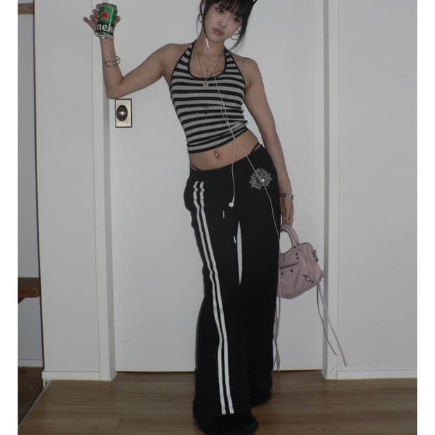 엔젤넘버555 엔넘파 엔젤릭 스웻 팬츠 블랙