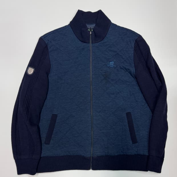 헨리코튼 골프 배색 니트 집업 자켓 2XL