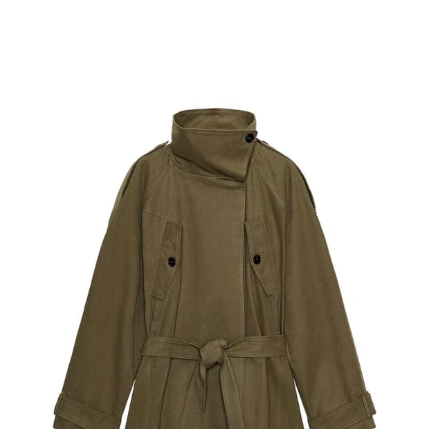 자라 벨트 코튼 숏 트렌치 코트