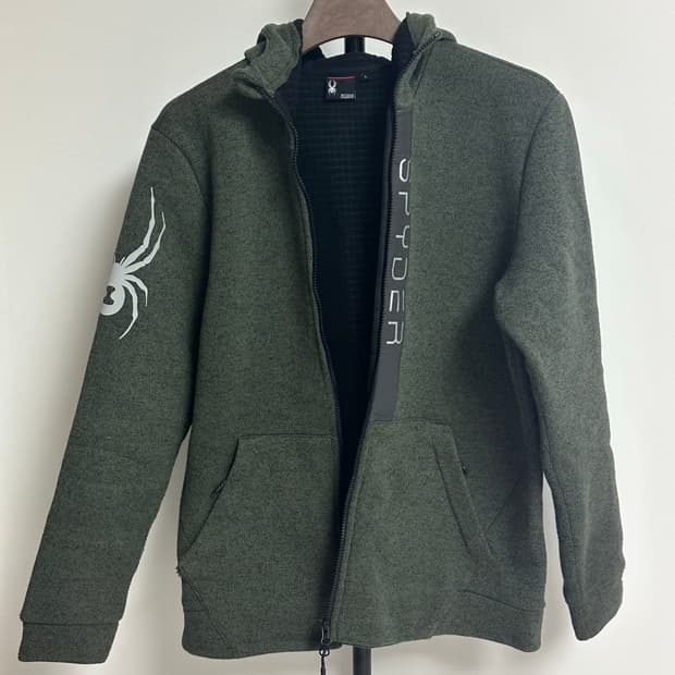 스파이더 레더 로고 박스 집업