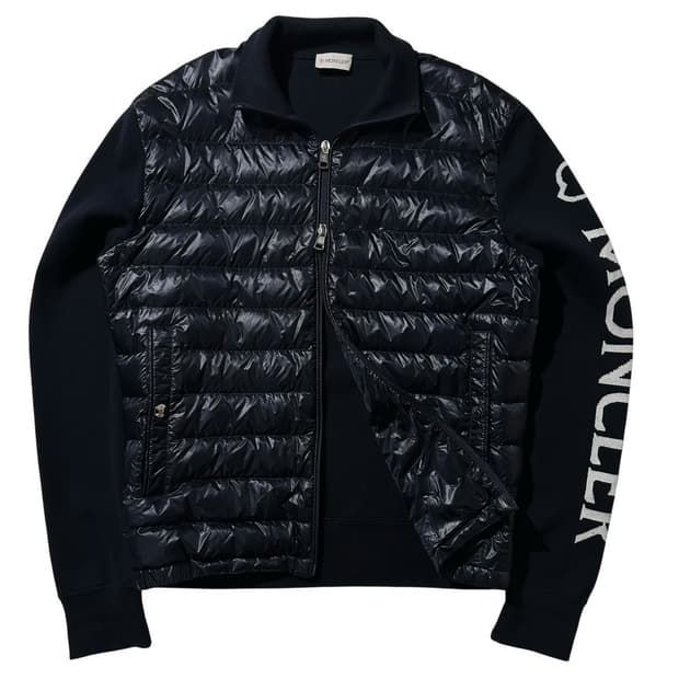 (매장판) 몽클레어 레터링 로고 니트 믹스 구스다운 패딩