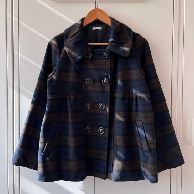 Persodea 더블 버튼 체크 피코트 