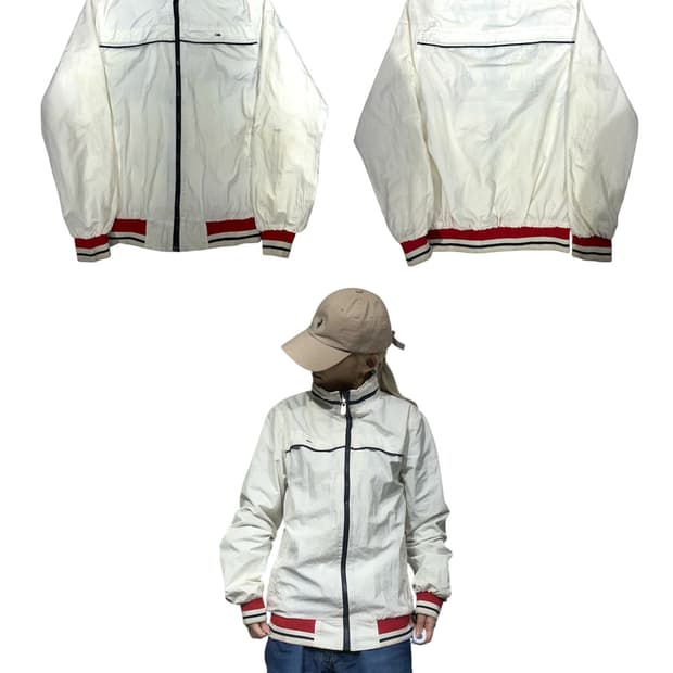 타미 힐피거 화이트 바람막이 자켓 S