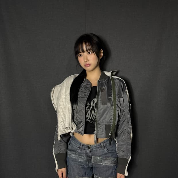 사카이 MX1 니트웨어 믹스 크롭자켓