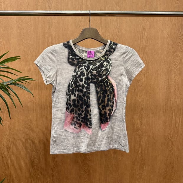 폴스미스 폴 레오파드 스카프 프린트 반팔 티셔츠 그래픽 프린팅 그레이