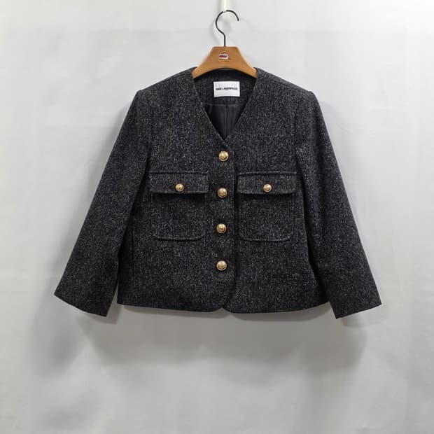 1635 [칼 라거펠트] 트위드 금장 버튼 자켓 55