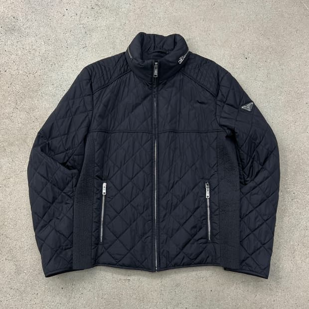 프라다 삼각로고 바이커 퀼팅 자켓