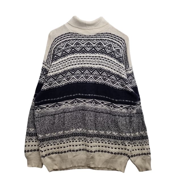 TT&CO 빈티지 에스닉 베이지 니트 코튼 100%