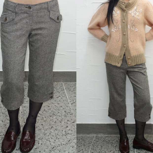 Grey wool midi pants