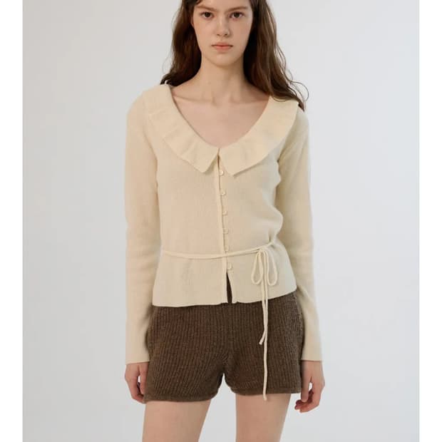 썸웨어버터 러플 리본 캐시미어 가디건