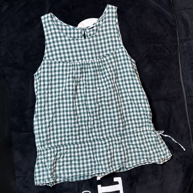 일본빈티지 레이어드 체커 티