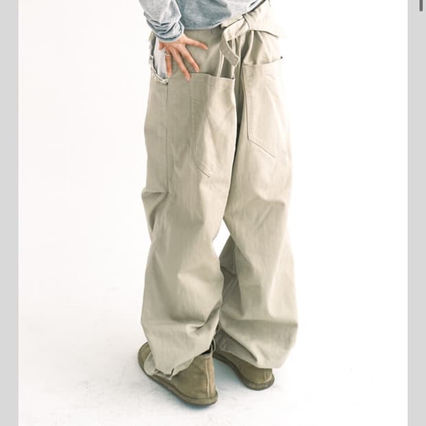 샵페어리 컷오프 코튼 맥시 팬츠 샌드베이지